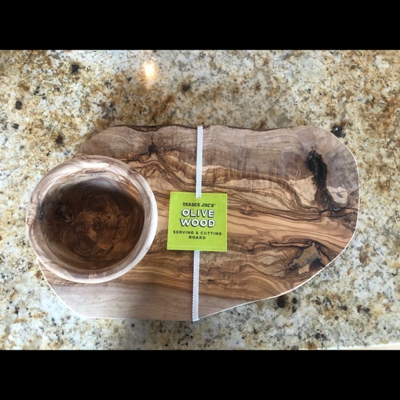Other - NEW Trader Joes Olive Wood Board Bowl set Serve